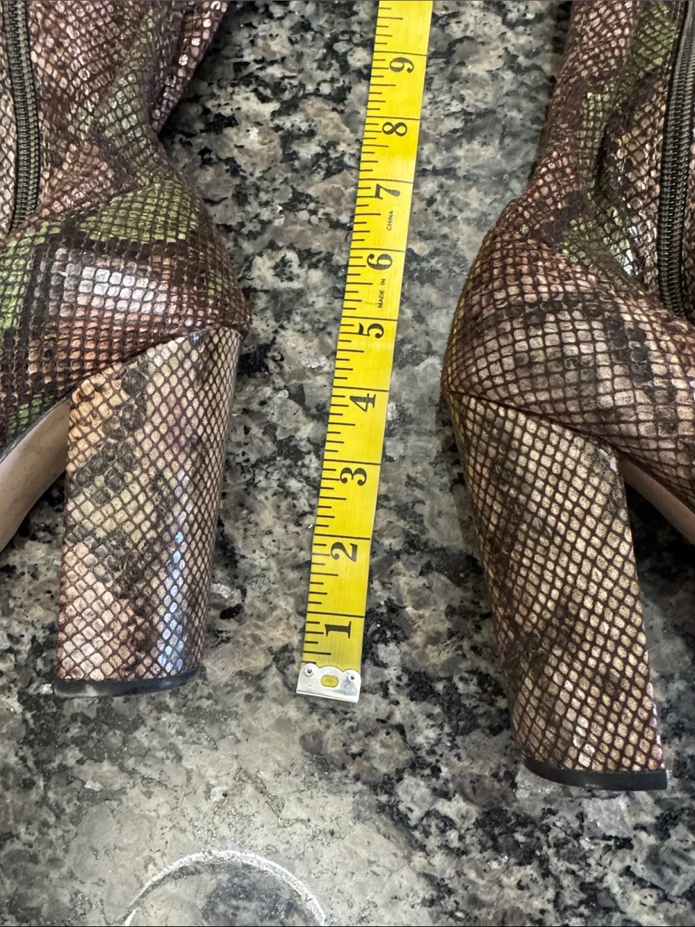 Shoe Dazzle Brown & Green Snake-Print Over-the-Knee Boots